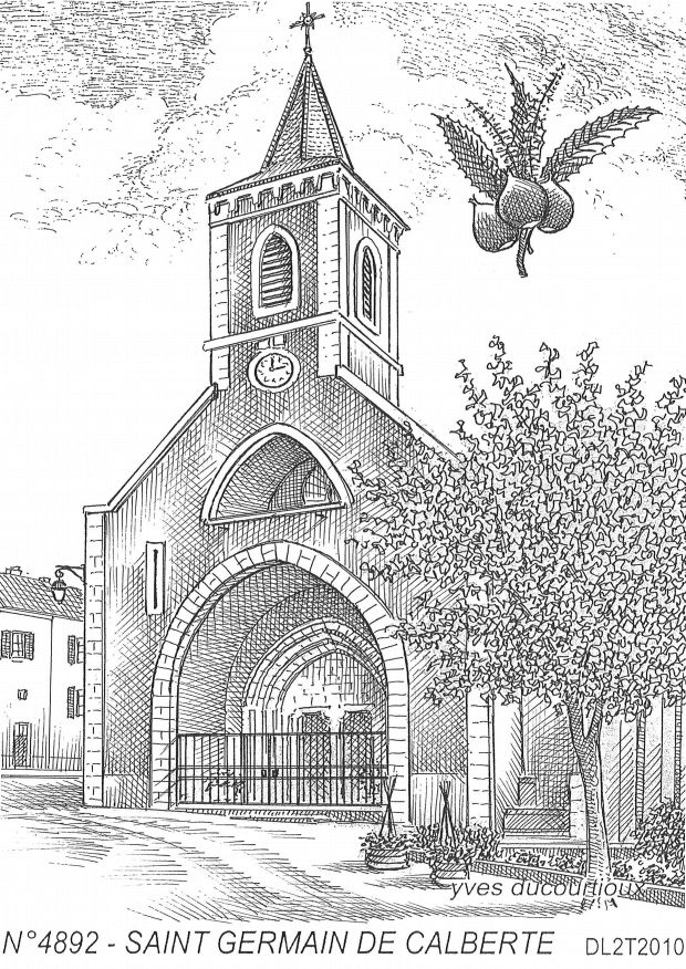 N 48092 - ST GERMAIN DE CALBERTE - église (avec chataignes)